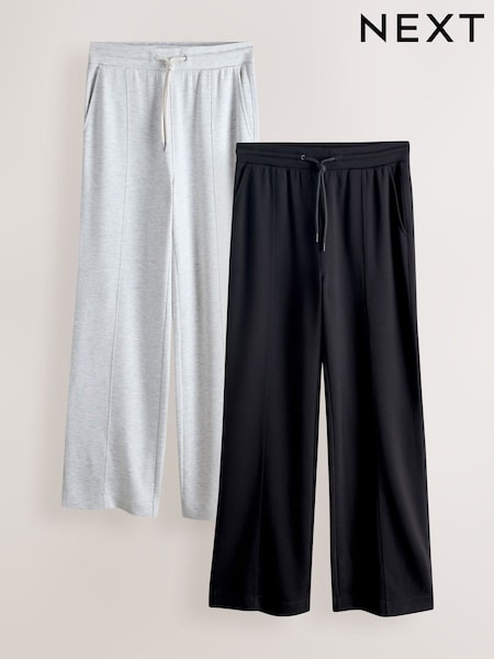 Black/Grey - Jersey Wide Leg Joggers 2 Pack