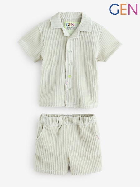 GEN Ribbed Velour Shirt & Short Set (H24669) | 47 €