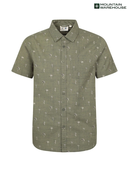 Mountain Warehouse Green 100% Cotton Preston Illustration Mens Shirt (H24697) | ₪136