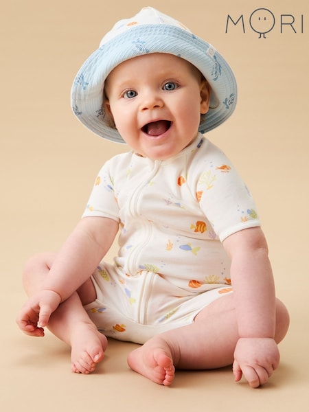MORI Cream Little Fish Blend Reversible Sun Hat (H24731) | R$ 175