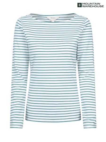 Mountain Warehouse Blue Womens St Ives Crew Neck 100% Cotton Top (H24819) | ₪136