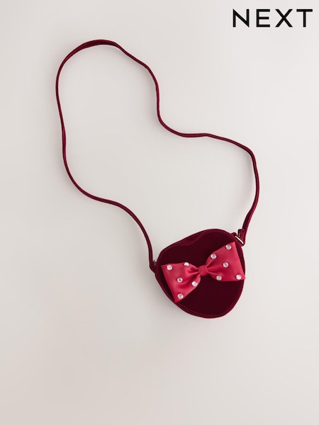وردي - Heart Velvet Bag with Bow (H24924) | ‏81 د.إ.‏