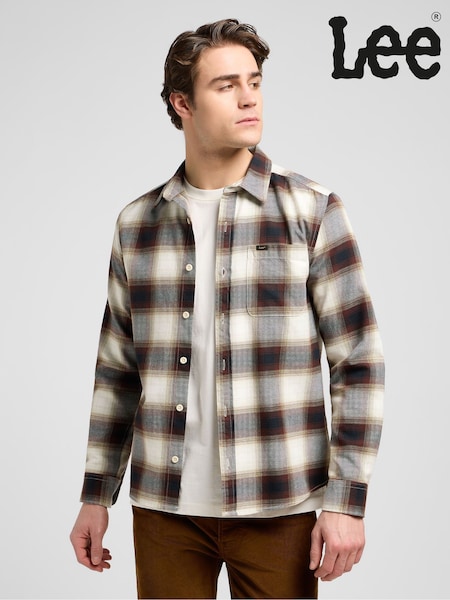 Lee White Leesure Check Shirt (H24937) | 322 QAR