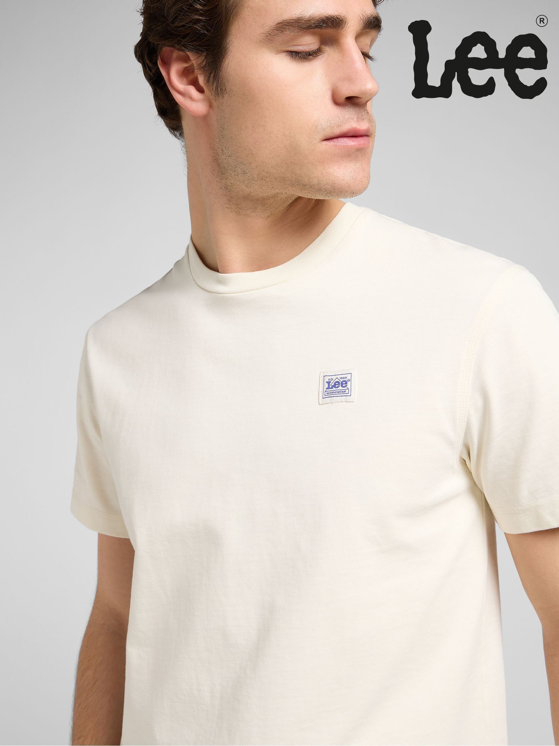 ◆LEE◆ Big Twitch Logo Short Sleeve Man to Man Gray Lee Tshirt Big Twitch Logo
