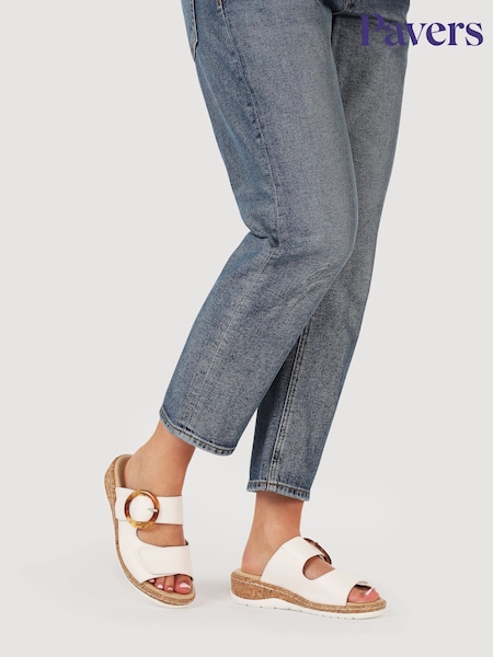 Pavers White Wide-Fit Dual-Fasten Sandals (H24944) | €46
