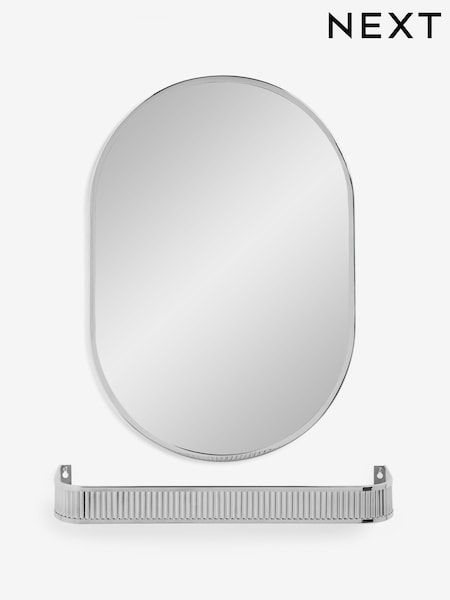 Silver Rib Shelf Bathroom Wall Mirror (H25054) | kr1 105