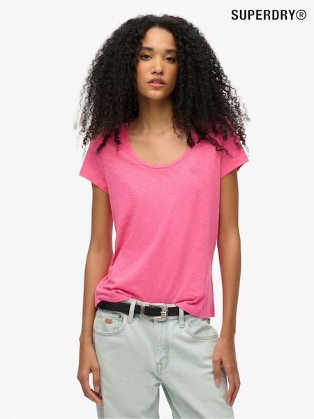 Superdry Pink Scoop Neck T-Shirt (H25086) | $35