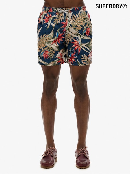 Superdry Blue Hawaiian Print 17-Inch Swim Shorts (H25098) | kr716