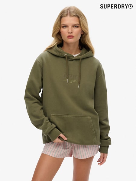 Superdry Green Oversized 100% Cotton Utility Sport Hoodie (H25110) | €77