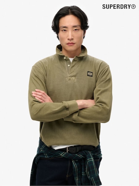 Superdry Grey Long Sleeved Contrast Stitch Rugby 100% Cottton Shirt (H25113) | €65