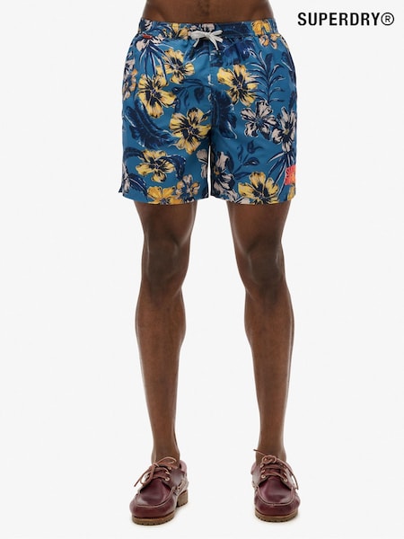 Superdry Blue Hawaiian Print 17-Inch Swim Shorts (H25117) | kr716
