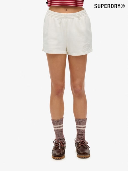 Superdry White Athletic Tonal Embroidered 100% Cotton Shorts (H25122) | €37