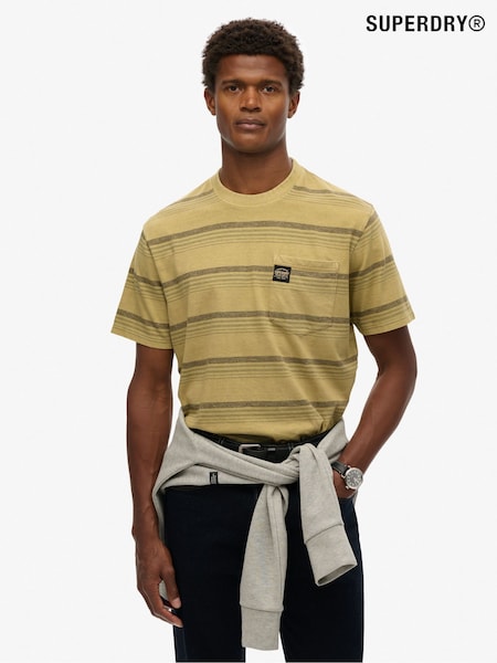 Superdry Yellow Contrast Stripe Pocket 100% Cotton T-Shirt (H25125) | €35