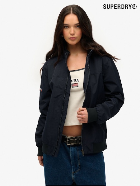 Superdry Blue Oversized Nylon Harrington Jacket (H25143) | $140