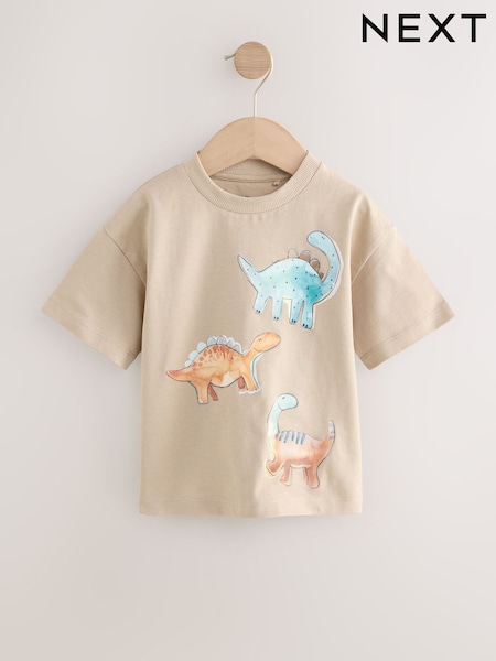 Stone Dinosaurs 100% Cotton Short Sleeve Graphic Print T-Shirt (3mths-8yrs) (H25155) | €7 - €10