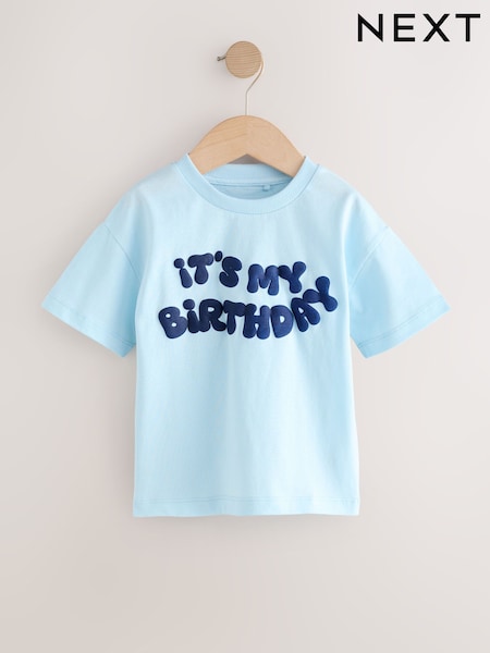Blue Birthday Short Sleeve Graphic Print T-Shirt (3mths-7yrs) (H25162) | €7 - €8.50