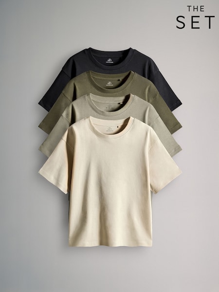 The Set Black/Green 4 Pack Short Sleeve T-Shirts (H25186) | €17.50 - €21.50
