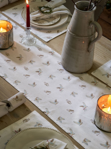 Sophie Allport Off White Snowy Owls Table Runner (H25208) | R$ 335
