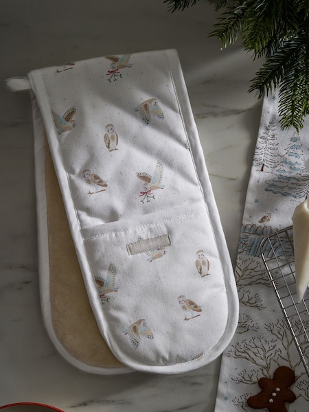 Sophie Allport Off White Snowy Owls Double Oven Gloves (H25212) | R$ 275