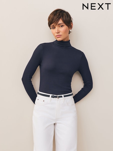 Navy Skinny Leather Belt (H25242) | €13