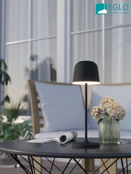 Eglo Black Mannera Cordless Indoor and Outdoor Table Lamp (H25268) | LEI 447
