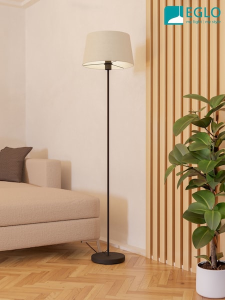 Eglo Black Febres Fabric and Steel Traditional Floor Lamp (H25274) | €142