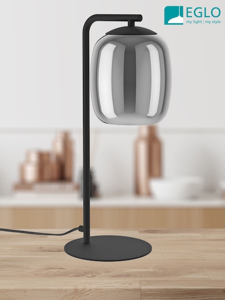 Eglo Black Ciampino Steel and Glass Modern LED Table Lamp (H25286) | €82