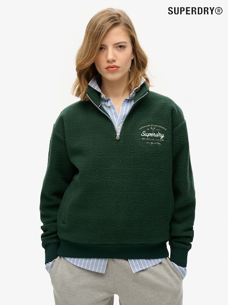 Superdry Green Country Club Fleece Half Zip Sweatshirt (H25339) | €69