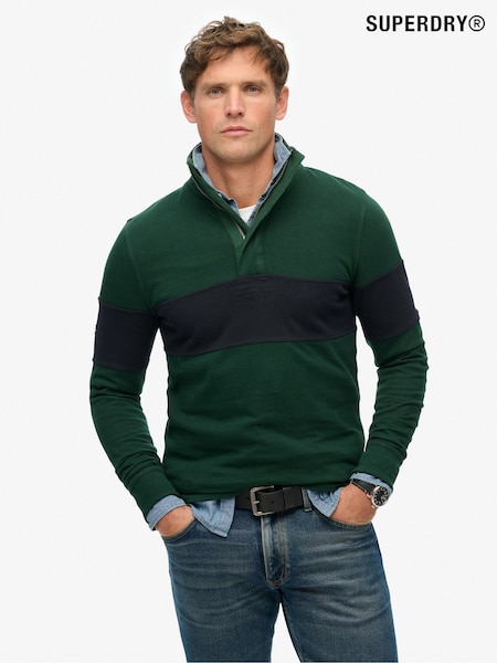 Superdry Green Classic Rugby Half Zip Sweat Top (H25341) | SGD 106