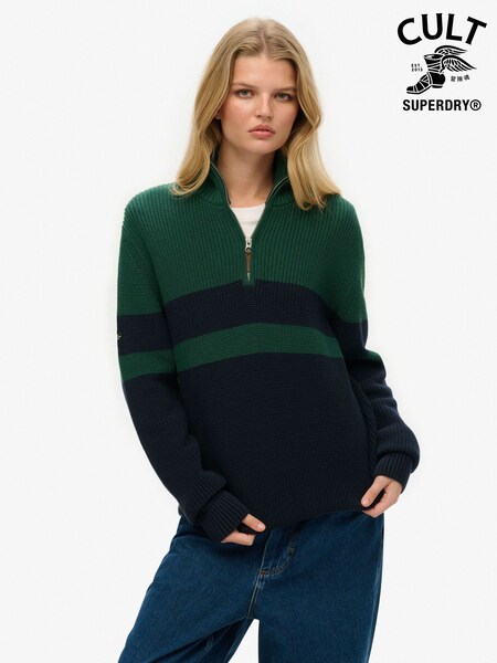 Superdry Blue Oversized 100% Cotton Classic Stripe Half-Zip Jumper (H25342) | 3,905 UAH