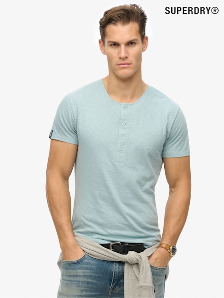 Superdry Blue The Merchant Store Short Sleeve Grandad 100% Cottton Top (H25346) | €46