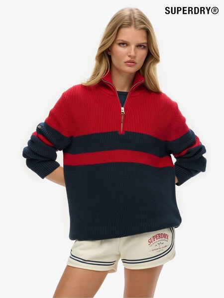 Superdry Blue Oversized 100% Cotton Classic Stripe Half-Zip Jumper (H25348) | 3,905 UAH