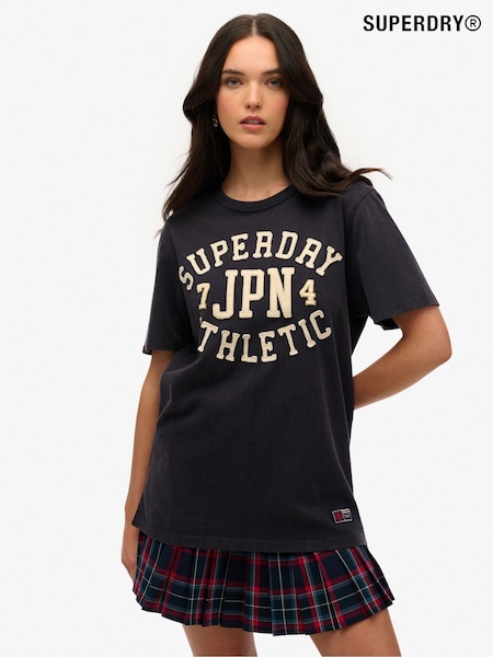 Superdry Blue Oversized 100% Cotton Vintage Athletic Short Sleeve T-Shirt (H25352) | €55