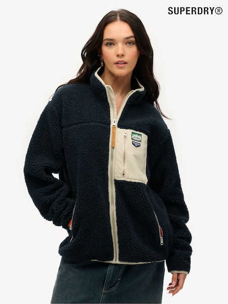 Superdry Blue Oversized Vintage Retro Full Zip Fleece (H25359) | €123