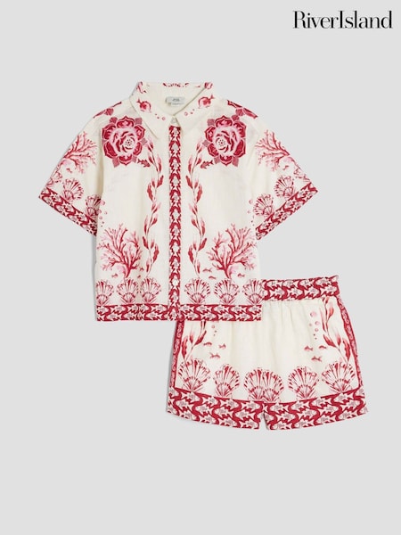 River Island Girls Border Printed 100% Cotton Shirt Set (H25365) | €38
