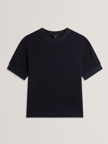 Ted Baker Blue Emeta Touch Of Silk Knitted Crew Neck T-Shirt (H25375) | €164