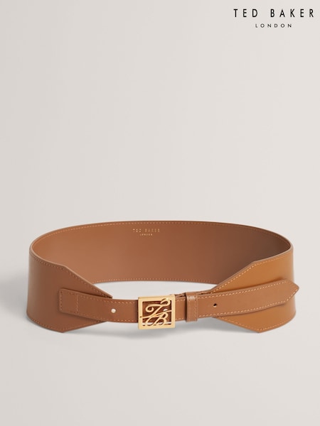 Ted Baker Brown Aniikaa Tb Script Leather Waist Belt (H25387) | €79