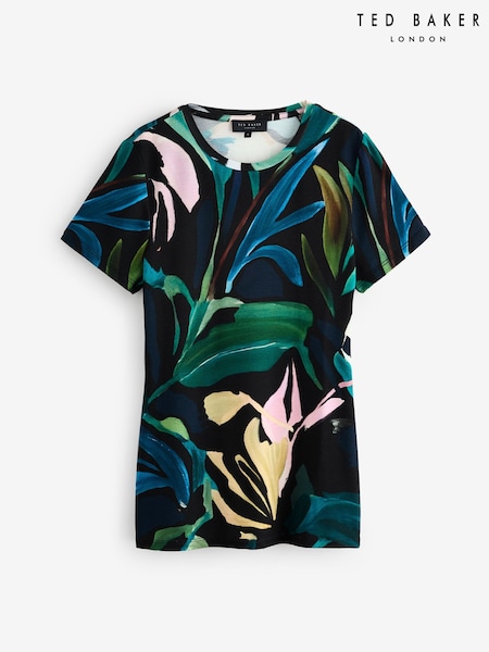 Schwarz - Ted Baker Haiiley Printed Fitted Short Sleeve T-Shirt (H25414) | 75 €