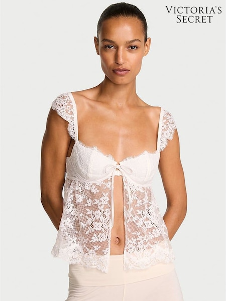 Victoria's Secret Coconut White Unlined Lace Flyaway Bra Top (H25443) | €52
