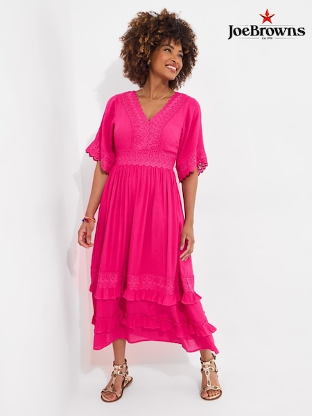 Joe Browns Pink Lace Trim Boho Maxi Dress (H25566) | €89