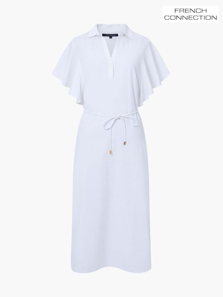 French Connection White Cambria 100% Cotton Belted Dress (H25572) | €101