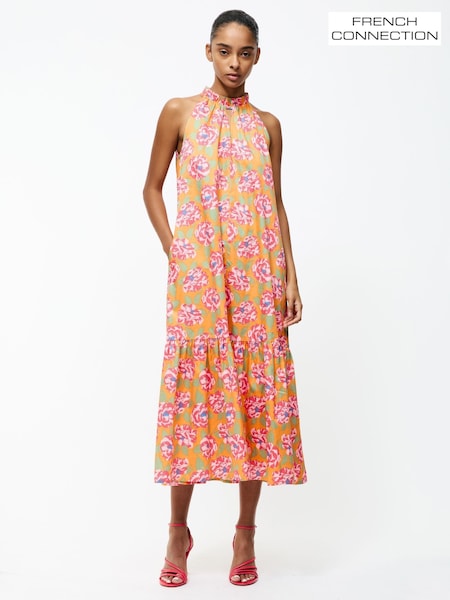 French Connection Orange 100% Cotton Louisa Alexis Dress (H25576) | ₪498