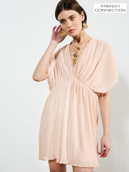 French Connection Chathia Plisse V-Neck Dress (H25577) | 588 LEI