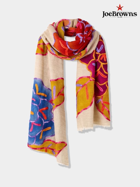 Joe Browns Cream Floral Wool Silk Wrap Scarf (H25601) | €114