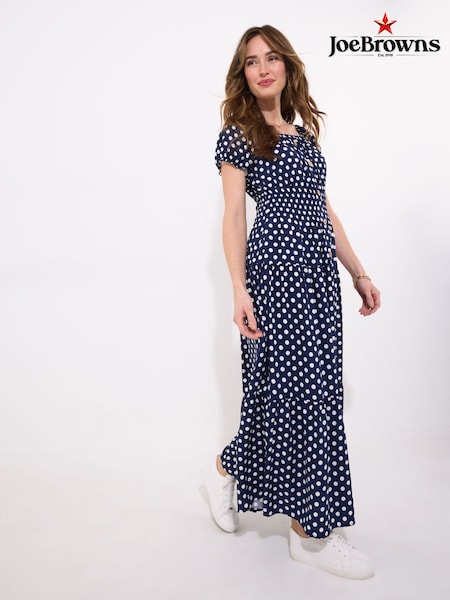 Joe Browns Blue Polka Dot Button Through Maxi Dress (H25611) | $105