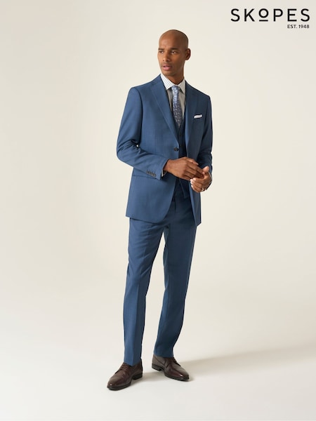 Skopes Blue Tailored Fit Remo Wool Rich Suit Jacket (H25662) | €172