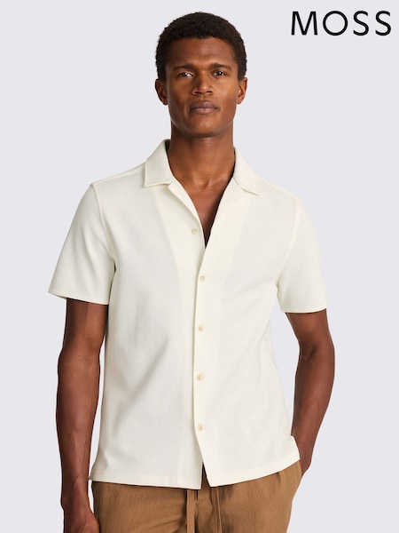 MOSS Natural Ecru Knitted Cuban Collar Shirt (H25672) | €71