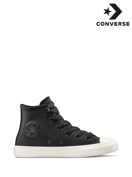 Converse Black Chuck Taylor Kid Leather High Trainers (H25716) | €64