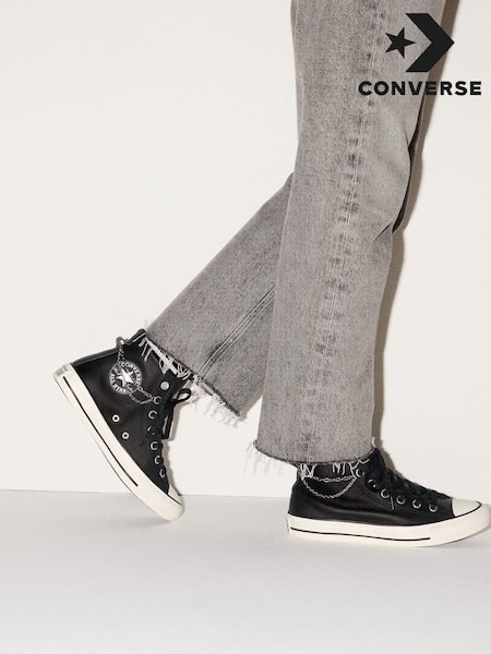 Converse Black Chuck Taylor All Star Chains Pierced High Trainers (H25734) | €106