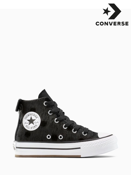Converse Black Chuck Taylor Kids Lift Bow High Trainers (H25740) | AED320